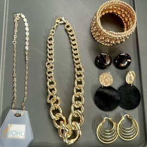 Bundle of NWOT Black/Gold Costume Jewelry